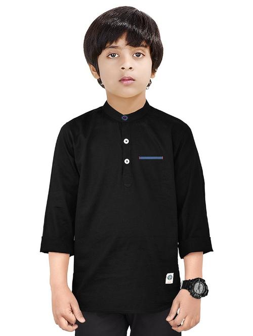 boys mandarin neck solid short kurta - 20124521 - Very Small Image - 1
