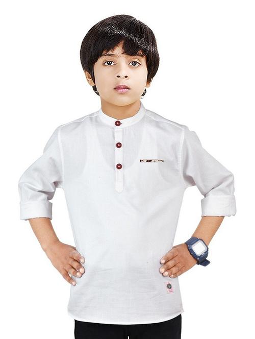 boys solid cotton short kurta - 20124595 - Very Small Image - 1