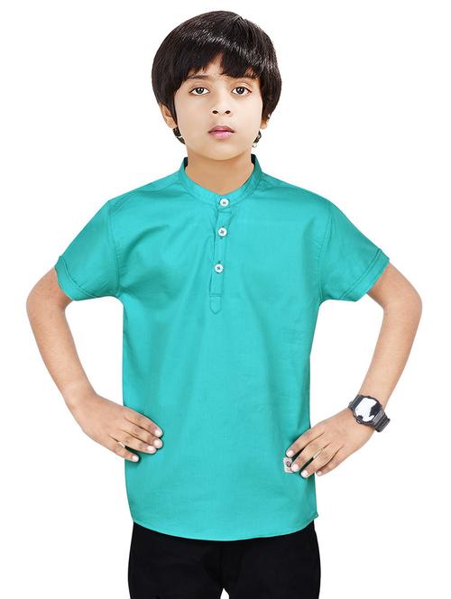 boys solid cotton short kurta - 20124631 - Very Small Image - 1