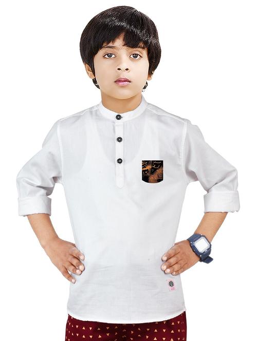 boys solid cotton short kurta - 20124647 - Very Small Image - 1