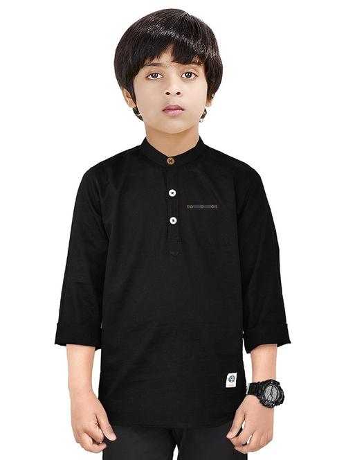boys solid cotton short kurta - 20124674 - Very Small Image - 1