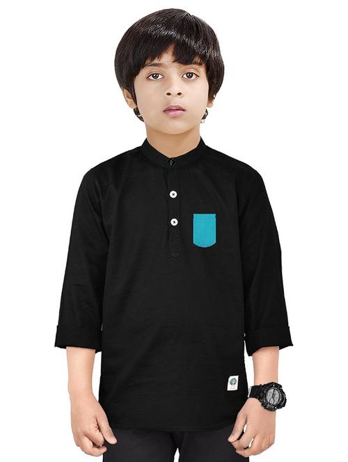 boys solid cotton short kurta - 20124677 - Very Small Image - 1