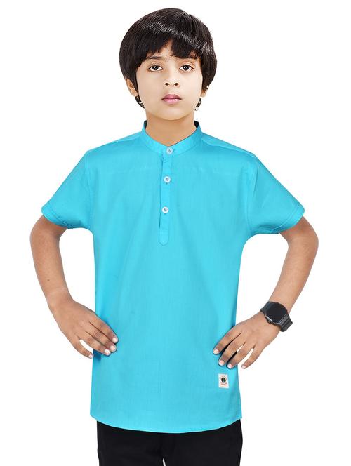 boys solid cotton short kurta - 20124683 - Very Small Image - 1