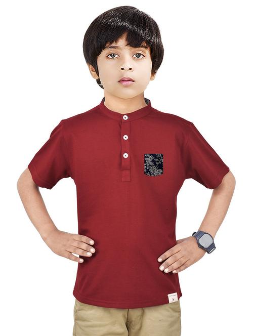 boys solid cotton short kurta - 20124730 - Very Small Image - 1