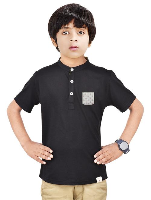 boys solid cotton short kurta - 20124733 - Very Small Image - 1