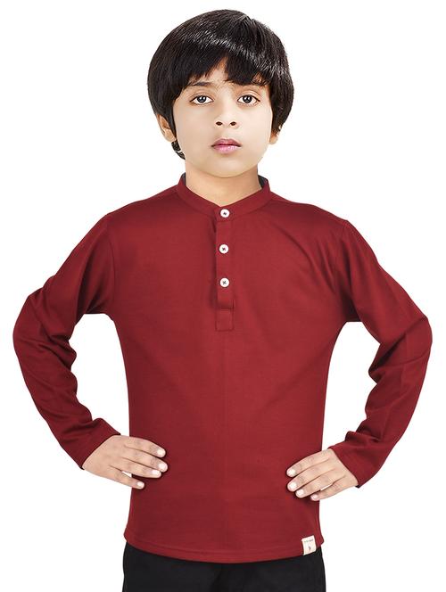 boys solid cotton short kurta - 20124748 - Very Small Image - 1