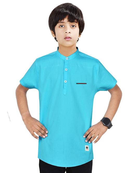 boys solid cotton short kurta - 20124752 - Very Small Image - 1