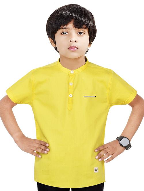 boys solid cotton short kurta - 20124767 - Very Small Image - 1