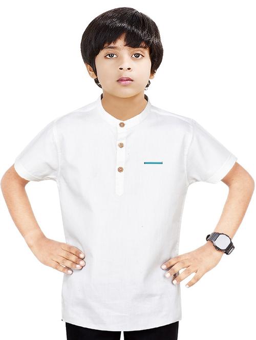 boys solid cotton short kurta - 20124779 - Very Small Image - 1