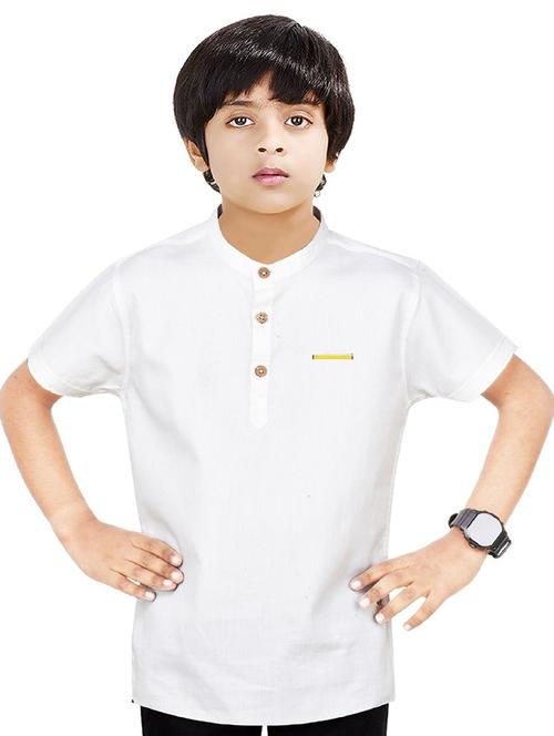 boys solid cotton short kurta - 20124781 - Very Small Image - 1
