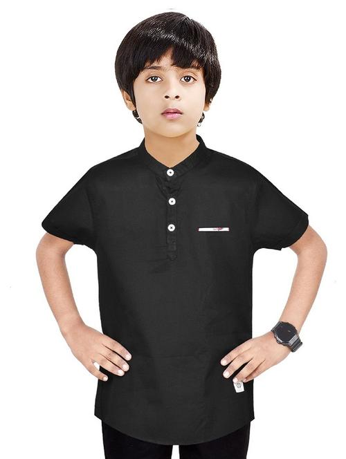 boys solid cotton short kurta - 20124796 - Very Small Image - 1