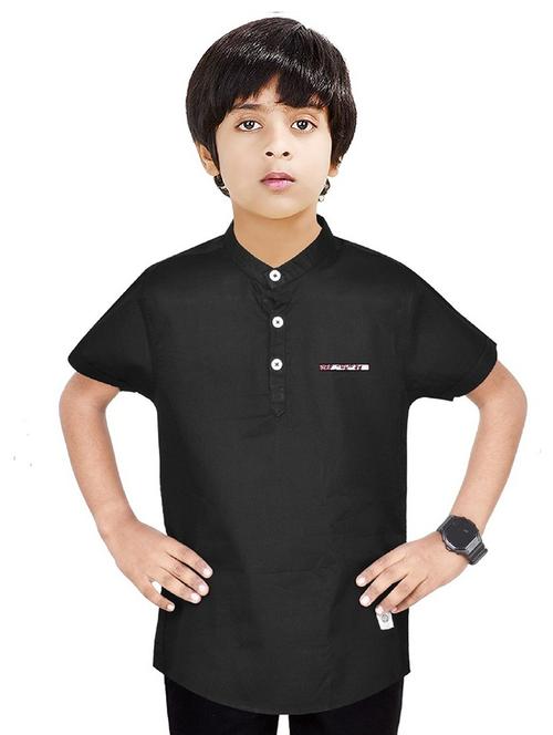 boys solid cotton short kurta - 20124803 - Very Small Image - 1
