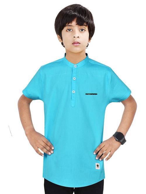 boys solid cotton short kurta - 20124823 - Very Small Image - 1