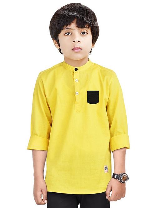 boys solid cotton short kurta - 20124852 - Very Small Image - 1