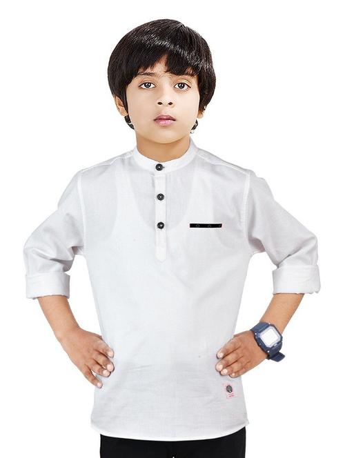 boys solid cotton short kurta - 20124858 - Very Small Image - 1