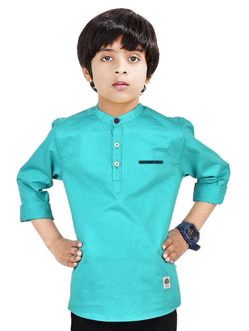 boys solid cotton short kurta - 20124859 - Very Small Image - 1