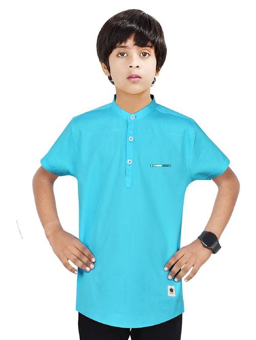boys solid cotton short kurta - 20124875 - Very Small Image - 1