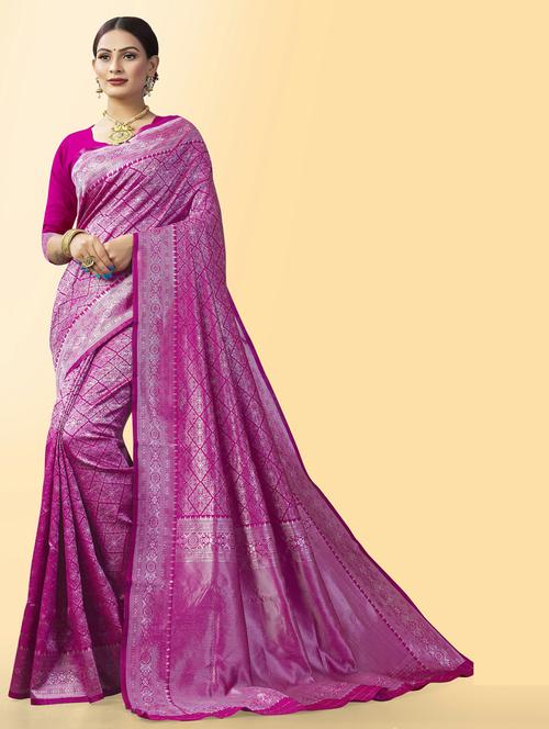 self design woven saree with blouse - 20125443 - Very Small Image - 1