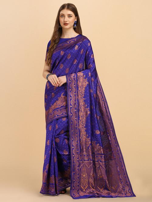 women self design woven saree with blouse - 20125589 - Very Small Image - 1