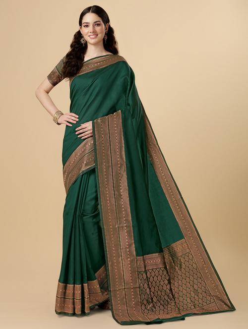 self design banarasi saree with blouse - 20125867 - Very Small Image - 1