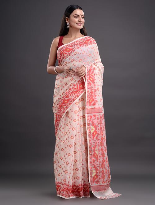 white cotton silk handloom saree - 20126242 - Very Small Image - 1