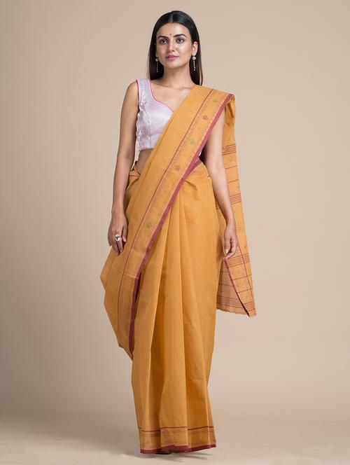 yellow cotton handloom saree - 20126350 - Very Small Image - 1
