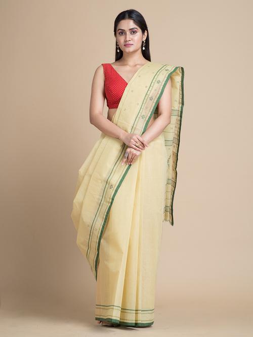 cream cotton handloom saree - 20126351 - Very Small Image - 1