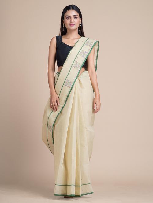 offwhite cotton handloom saree - 20126353 - Very Small Image - 1