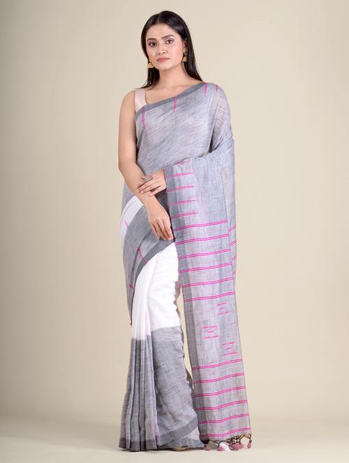 women's self design white colored saree - 20126465 - Very Small Image - 1