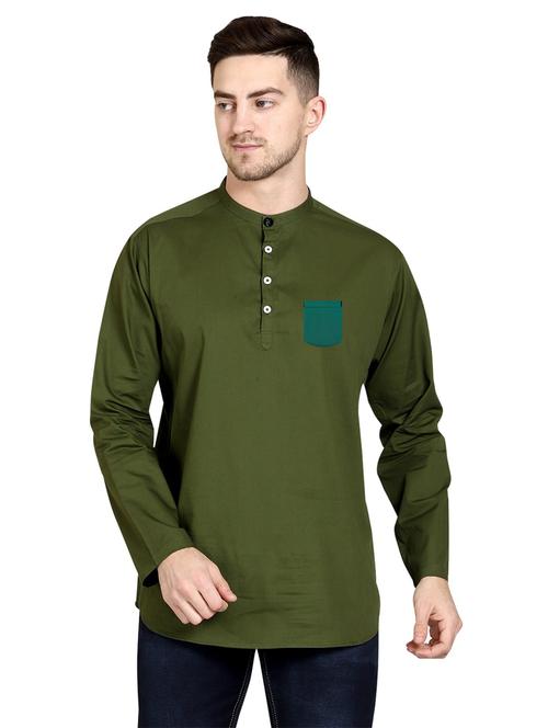 mandarin neck solid short kurta - 20126630 - Very Small Image - 1