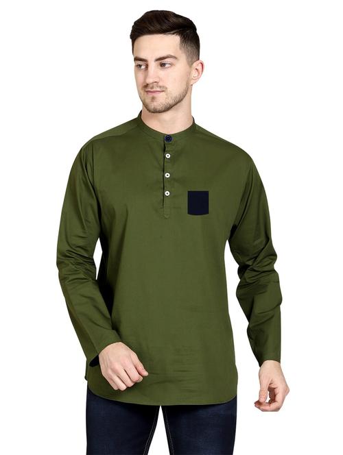 mandarin neck solid short kurta - 20126676 - Very Small Image - 1
