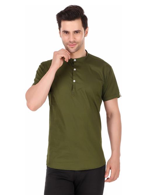 mandarin neck solid short kurta - 20126739 - Very Small Image - 1