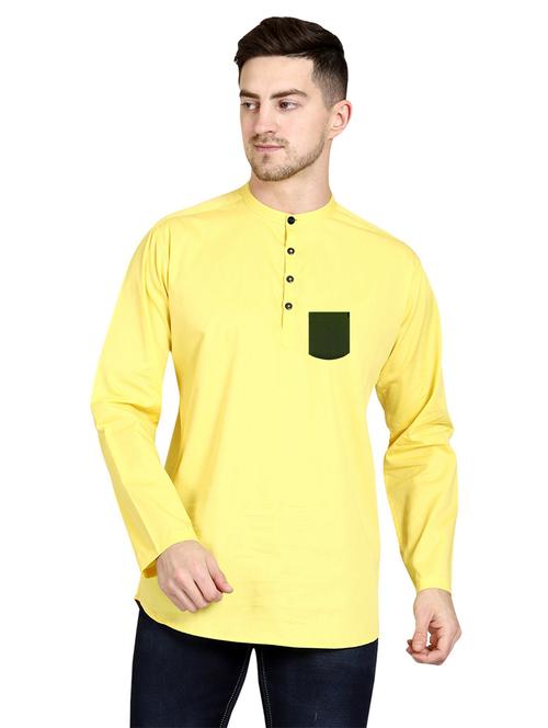 mandarin neck solid short kurta - 20126743 - Very Small Image - 1