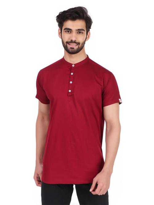 mandarin neck solid kurta - 20126762 - Very Small Image - 1