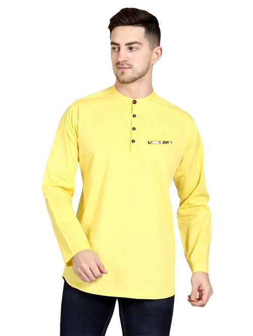 mandarin neck solid kurta - 20126783 - Very Small Image - 1