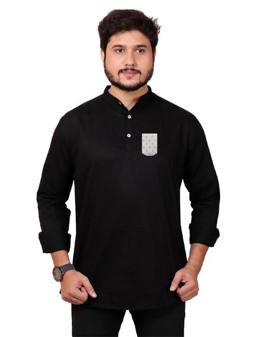 mandarin neck solid kurta - 20126785 - Very Small Image - 1