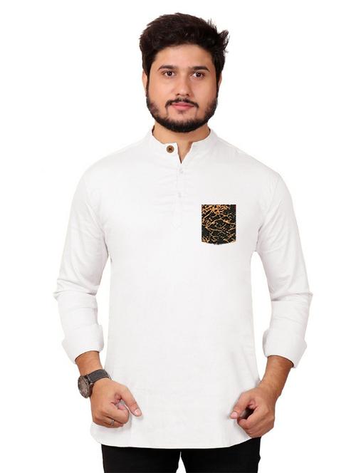 mandarin neck solid kurta - 20126794 - Very Small Image - 1