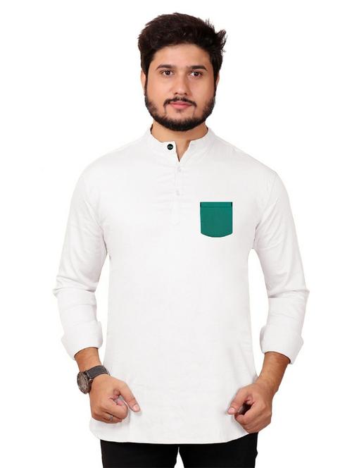 mandarin neck solid kurta - 20126803 - Very Small Image - 1