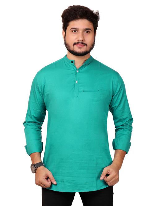 mandarin neck solid kurta - 20126807 - Very Small Image - 1