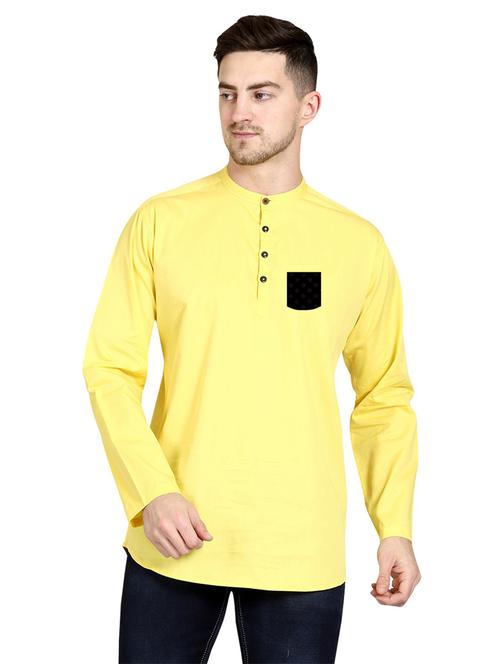 mandarin neck solid kurta - 20126843 - Very Small Image - 1