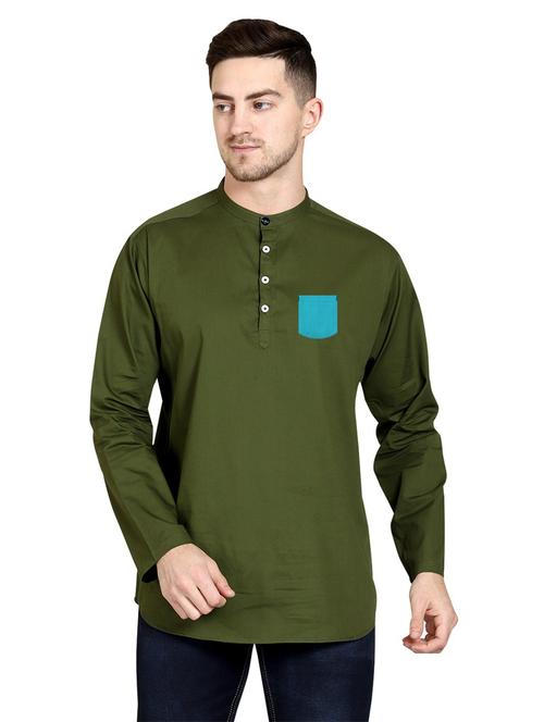 mandarin neck solid kurta - 20126846 - Very Small Image - 1