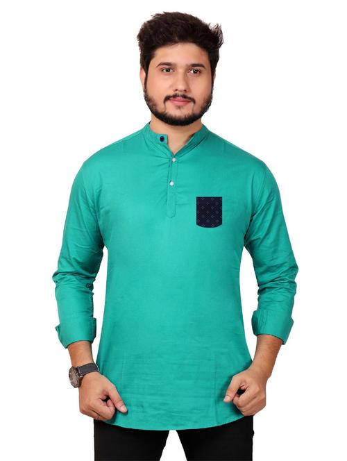 mandarin neck solid kurta - 20126900 - Very Small Image - 1