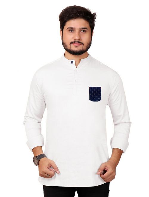 mandarin neck solid kurta - 20126903 - Very Small Image - 1