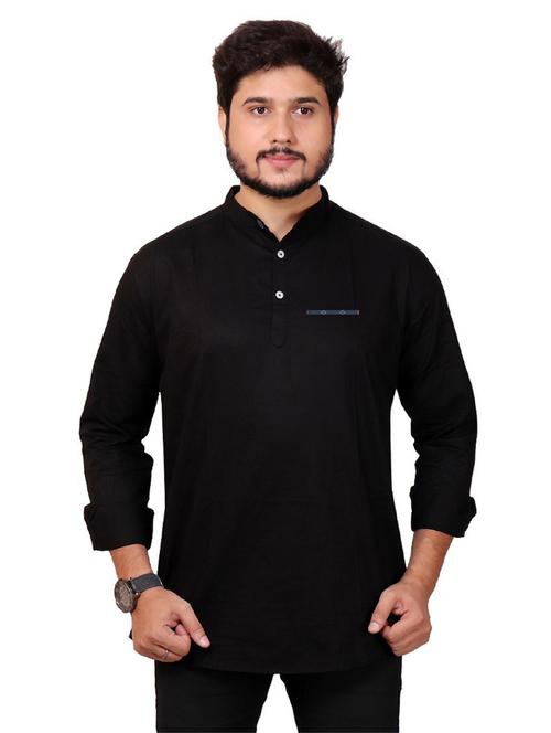 mandarin neck solid kurta - 20126910 - Very Small Image - 1