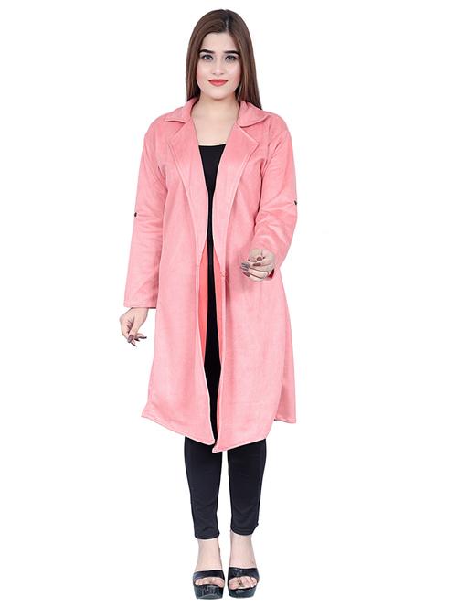 pink solid long sleeve shrug - 20126978 - Very Small Image - 1