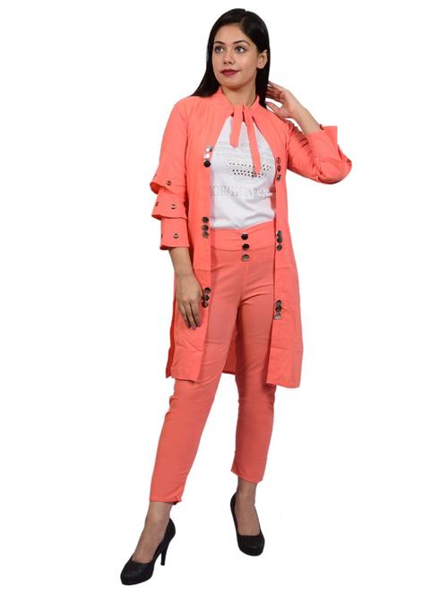 orange solid top and trouser with jacket co-ord set - 20127034 - Very Small Image - 1