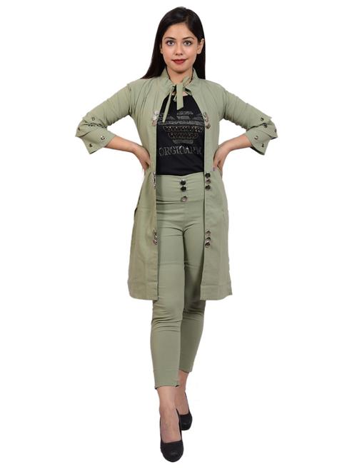 green solid top and trouser with jacket co-ord set - 20127037 - Very Small Image - 1