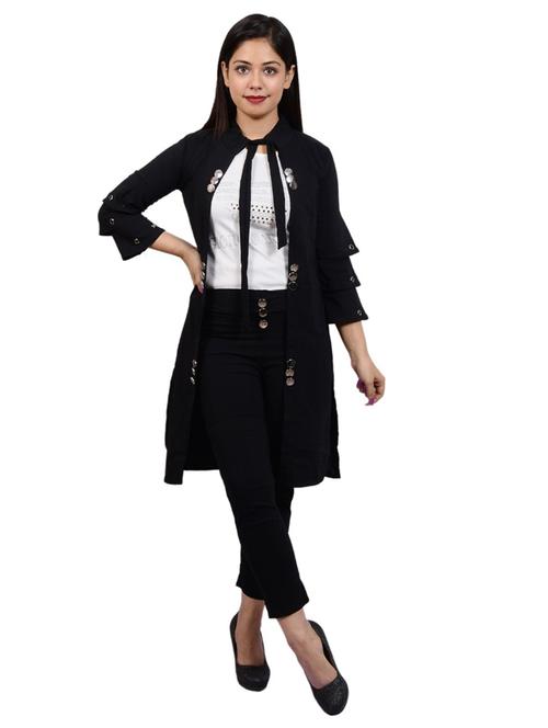 black solid top and trouser with jacket co-ord set - 20127041 - Very Small Image - 1