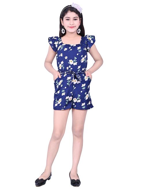 girls florals printed 3/4th jumpsuit - 20127114 - Very Small Image - 1