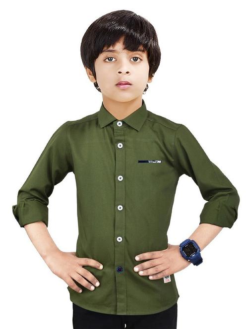 boys shirt collar neck solid shirt - 20127423 - Very Small Image - 1
